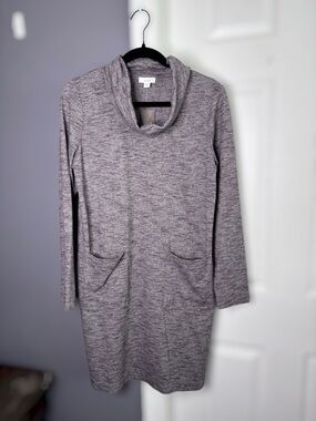 J. Jill Pure Jill Marled Purple Cowl Neck Pocket Dress Size S